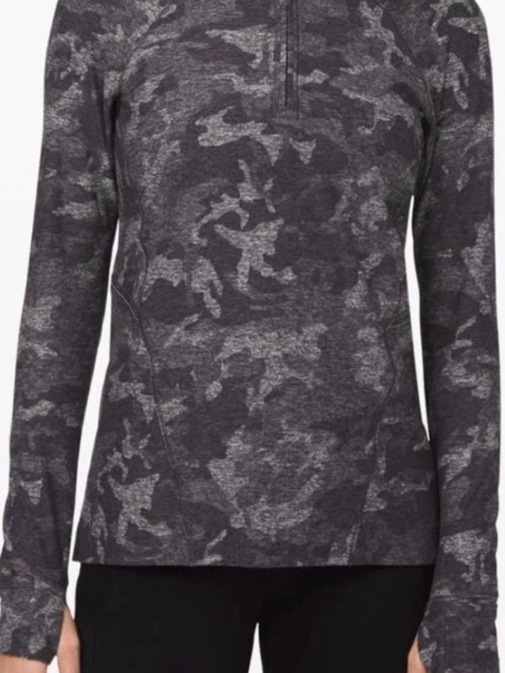 Lululemon warm stabilizer Gray Camo Quarter-Zip camo Hoodie size 10